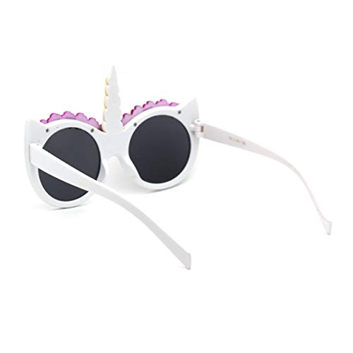 Girls Child Size Flower Trim Unicorn Kitty Ear Plastic Round Sunglasses4