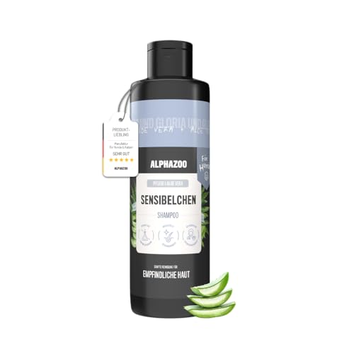 alphazoo Sensibelchen Shampoo für Hunde 250 ml - mildes Hundeshampoo mit Aloe Vera für empfindliche Hundehaut - sanfte Reinigung für glänzendes und geschmeidiges Hundefell