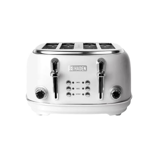 Haden 75013 Heritage 4 Slice Toaster, Wide Slot with Removable Crumb Tray and Settings, Ivory