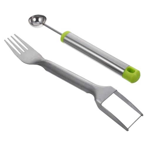 OUNONA Watermelon Baller Fork Slicer Metal Fruit Slicer Easy Cut Compact Size