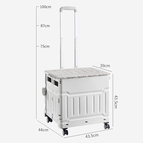 Faltbarer Einkaufstrolley mit Deckel - Tragbare Transportbox Verstellbarer Aluminiumgriff für einfaches Reisen & Einkaufen Ideal für Lebensmittel & Vielseitige Verwendung – Bild 3