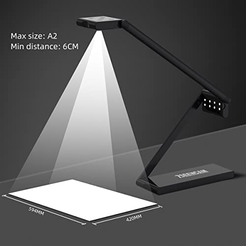 Zseewcam 13 Mp Usb Document Camera For Teacher Teaching Finance Office, 4K Uhd A2 Size Capture, With Dual Mode Led Fill Light And Auto Focus, Distance Learning Network, Remote Work, Classroom Use #TOP7