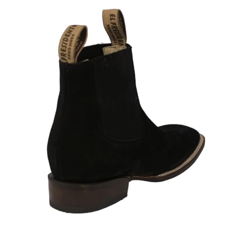 Mens Black Chelsea Mid Boots Nubuck Leather Western Dress Square Toe3