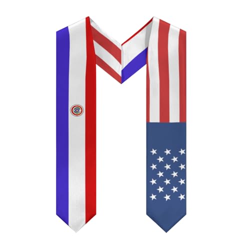 America Paraguay Paraguayan Flag Graduation Stole Sash Shawl for Men Women Thickened V-Neck Scarf for International Students Teachers Study Aboard Graduate Gift 72 inches Unisex