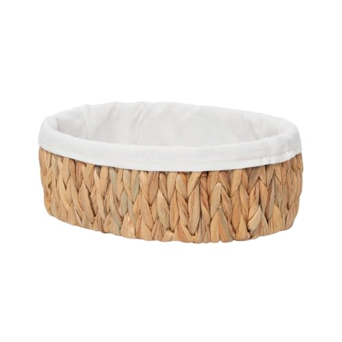 YAHUAN Round Bread Basket Serving Woven Water Hyacinth Basket with Liner