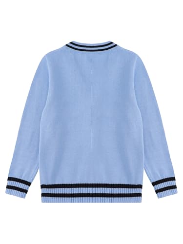 Kids Boys School Cardiganer Sweater Uniform Striped V-Neck Classic Button Down Thick Shawl Coller with Pockets4