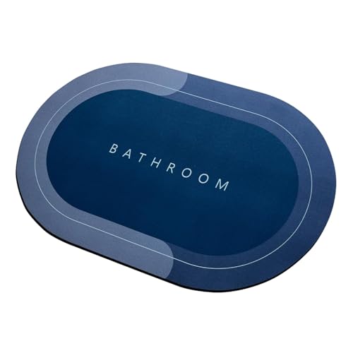 Image of Rubber Bath Mat 4 MM,Anti-Skid Water Soaking Bathroom Rug Door,Floor mat, Soft Quick Dry Water Absorbent Mat for Home Office 40x60cm- Blue