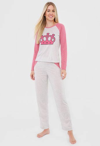 Pijama Longo Inverno Mescla com Pink (GG)