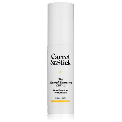 Carrot & Stick The Tinted Mineral Sunscreen SPF 50 for Face - Titanium Dioxide, Zinc Oxide, Iron Oxide, Hyaluronic Acid, Vitamin C and E, 1 Fluid Ounce