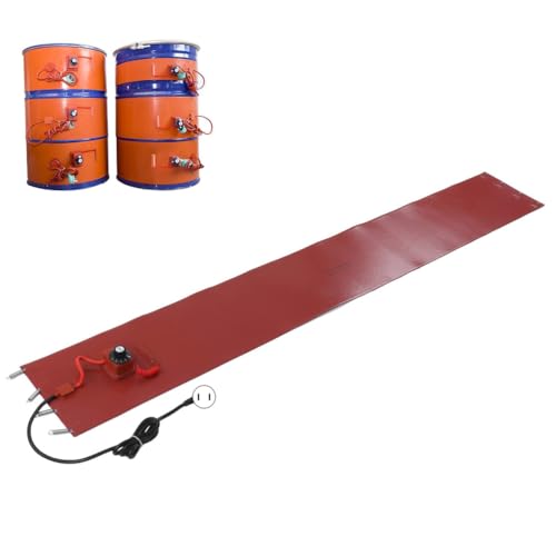 Genérico Calentador eléctrico Industrial para bidones, Cinta calefactora de Silicona para bidones de Aceite, Cubos, anticongelante, protección Ajustable, Cinta calefactora de Silicona para bidones de