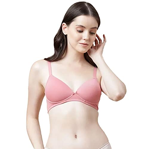 Image of Marks and Spencer Womens Cotton Mix Plain Sweetheart Neck Bra T33 3208K 34 D Antique Rose