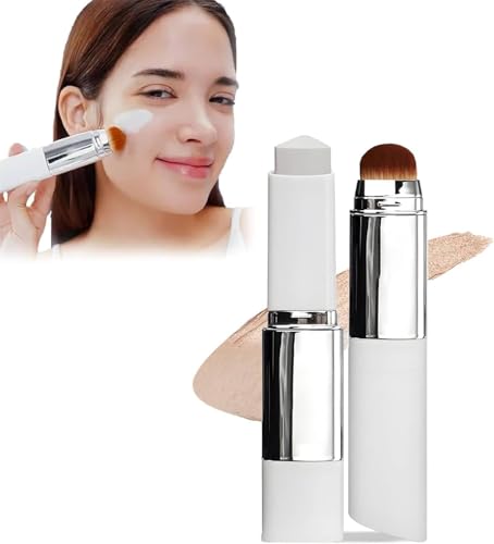 Barra Base Maquillaje Que Cambia Color, 2026 New Barra Crema Cubriente Bar ra Basemaquillaje Blanca Con Cobertura Completa A Media, Para Todo Tipo Pieles, Con Cabezal Brocha (Natural-1)