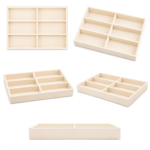 Image of 6 Slot Sunglasses Organizer Tray for Drawer, Cream | Keeps eyeglasses, goggles, readers and shades arranged neatly in wardrobe, closet, drawer, dresser or dressing table daily