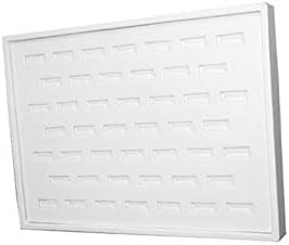 DBM IMPORTS Bandeja de anillo de piel sintética blanca de 46 anillos, 10 '' x 7-12 ''