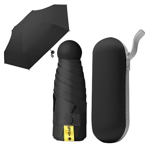 MXCOCO Paraguas de Bolsillo para Lluvia y Sol, Mini Sombrilla Plegable con Protección UV, Resistente al Viento y...