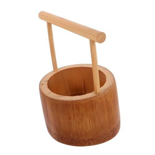 MOLUCKFU Small Bamboo Bucket Handle Tea Holder Candy Container Practical Storage for Home Party