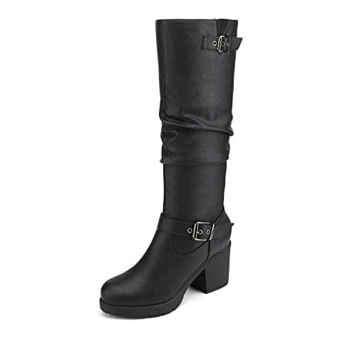 DREAM PAIRS Women's Chunky Heel Knee High Boots Cover