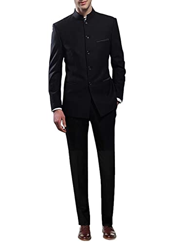 WQHSY Men's Chinese Tang Suit Jacket Pants Casual Stand Collar Blazer Wedding Dinner Festival Dress