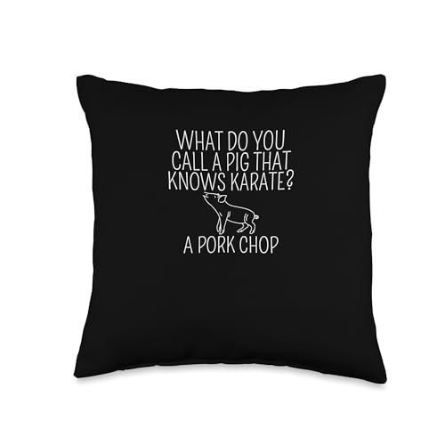 Funny Karate Pig Pork Chop Throw Pillow