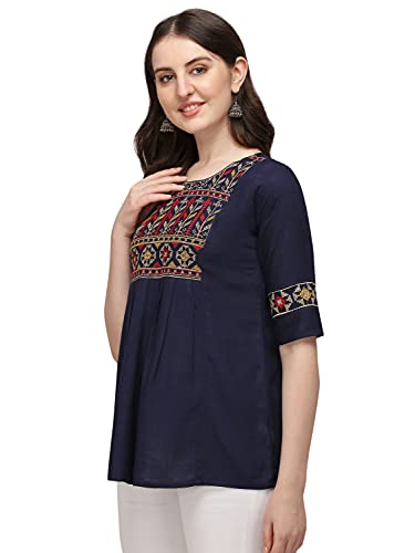 Image of Riva Enterprise Rayon Fabric with Embroidery Stitched Top