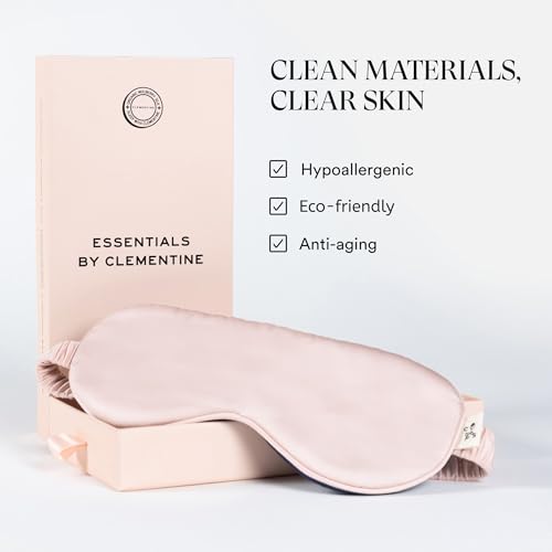 Image of Clementine Mulberry Silk Sleep Mask | Full Blackout Contoured Eye Mask for Sleeping | Organic & Non-Toxic | Oversized Night Blindfold | Hypoallergenic & Frizz-Free Eye Cover for Deep Sleep