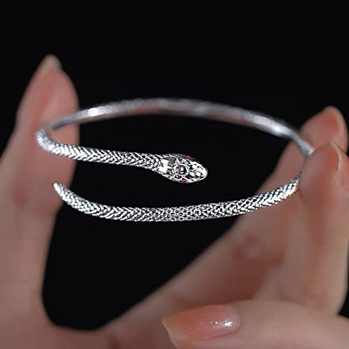 Zeshimb Silver Snake Bracelet Open Snake Cuff Bangle Bracelet Adjustable Serpent Wrap Bypass Bracelet Funny Bendable Serpent Animal Cuff Bracelet Jewelry For Women Girls #TOP2
