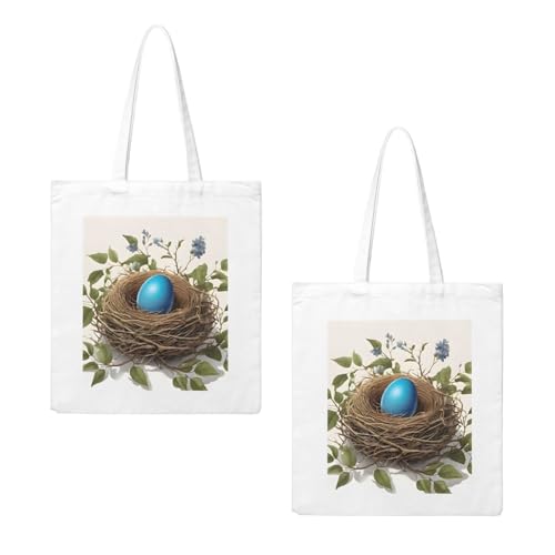 Reusable Heavy-Duty Canvas Tote Bag, Birds Nest handbag 15.75x13.87 Inch, Large Eco-Friendly Shopping Tote for Travel, Gym, Gifts, Machine Washable2