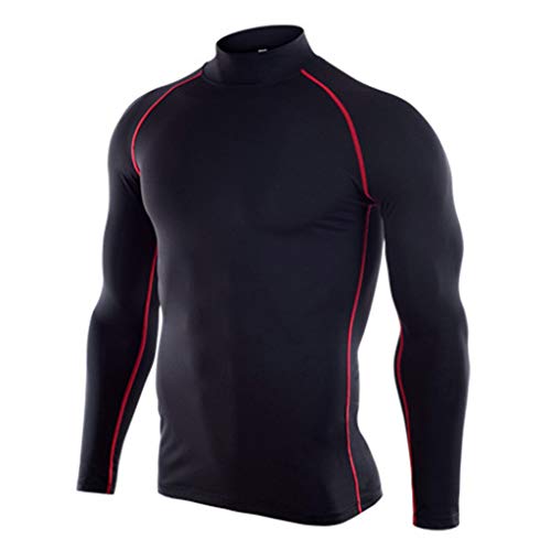 Preisvergleich Produktbild Azruma Kompressionsshirt Herren, Funktionsshirt Langarm Fitnessshirt Männer Rollkragen Sportshirt Atmungsaktiv Laufshirt für Laufen Jogging Sport Turnhalle Rundhalsausschnitt Sweatshirt