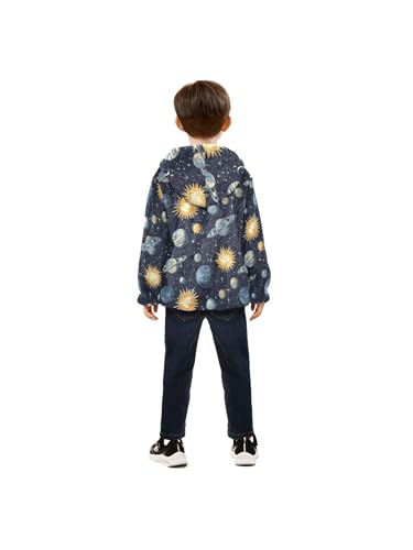 Planets Universe Girls Fleece Jacket Girls Fall Jacket Boys Coats Zip Up Hoodie Children Sherpa Warm Outerwear 2-10T4