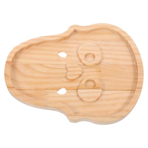 Toyvian Bandeja de Madera Forma de Calavera para Servir Comida, Fácil de Transportar y Decorativa para Aperitivos en Cocina o Fiestas de Halloween