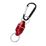 CRAZY SHARK Magnetic Net Release for Fly Fishing, Aluminum Fishing Net Magnet, Fly Fishing Net Holder Retractor with Carabiner Red