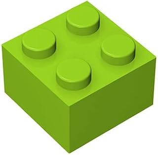 Ladrillo de construcción clásico de 2 x 2, bloque de ladrillos a granel de 200 piezas, verde hierba 2 x 2, compatible con piezas y piezas Lego 3003 (color: verde hierba)