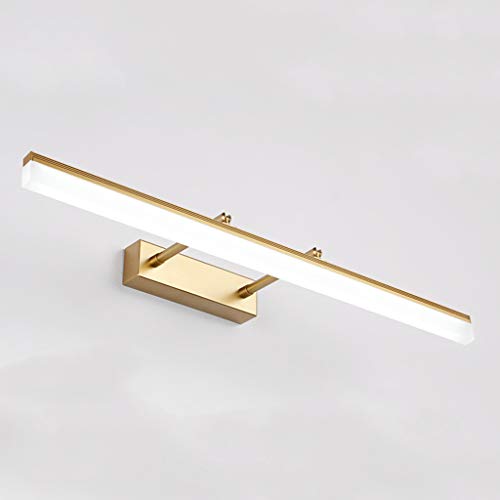 Mirror Front Light Simple y Moderno Espejo de Maquillaje Dorado antiniebla Faro retráctil luz de Pared 16W / 70cm baño Impermeable LED Espejo gabinete iluminación-Blanco/Blanco cálido