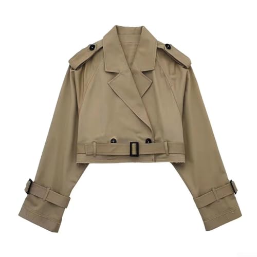 Veste trench courte femme casual à manches longues pour le printemps et l'automne