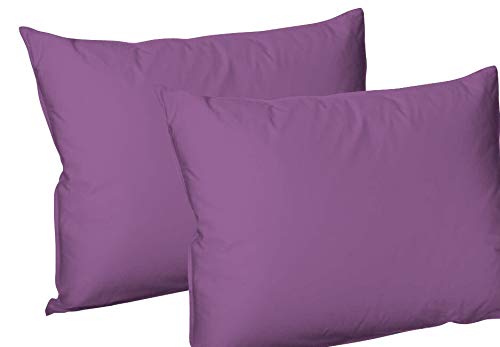 Set of 4 poly Cotton pillowcases-Housewife Plain Dyed Polycotton pillowcases-Easy Iron Poly Cotton Standard Pillow Covers-Standard Size 50 x 75 Cm Envelope Closure Soft Pillowcases (Purple)