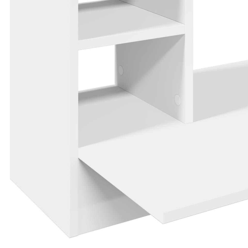 Scrivania a Parete Bianca in Legno Multistrato 105x48x75 cm con Ripiano e 6 Scomparti, Mobile Salvaspazio per Studio Ufficio Casa, Postazione Lavoro PC Gaming Smartworking