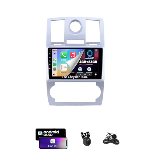 Radio de Coche ZCZANT Android de 14 Pulgadas y Doble DIN para Chrysler 300C, Radio FM con Bluetooth, navegación GPS Wi-Fi, CarPlay, Plug and Play con cámara de Marcha atrás (4G + Wi-Fi 8G + 128G)