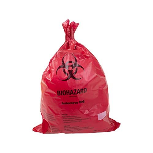 United Scientific™ Biohazard Waste Bags, 25 X 35", 10 Gallons, No Leak Bags - Biohazard Symbol for Safe Infectious Waste Disposal. Great for Lab Containers, Swabs, Pads, Gloves