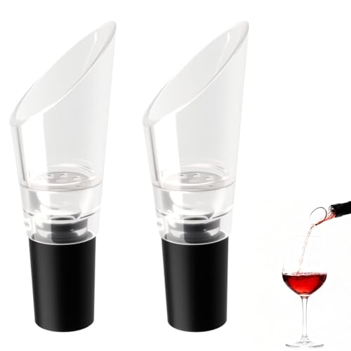 2 Pack Wine Aerator Pourer Set Premium Red Wine Decanter Aerating Spout No-Drip No-Spill Wine Pourer Improves Flavor Aroma and Taste Instantly for Red Wine Bottles Gifts for Wine Lovers Black
