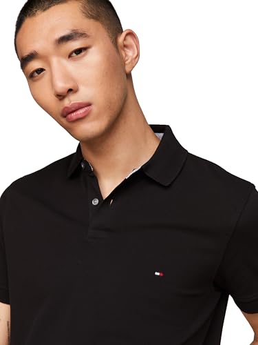 Image of Tommy Hilfiger Men's Short Sleeve Polo Shirts in Slim Fit with Stretch and Organic Pique Cotton