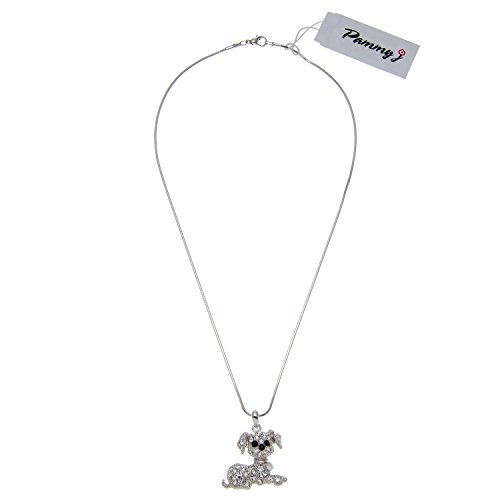 Pammyj Puppy Dog Necklace With Clear Crystals, 18" #TOP1