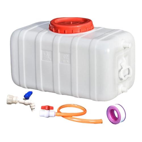 Fiocias Depósito de Agua Portátil, Garrafa Grande, Apta para Alimentos, a Prueba de Fugas, Cubo de Almacenamiento Horizontal con Grifo para Caravanas Y Camion, Blanco 47.5 Kg