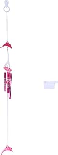 Carillón de viento de delfín de 3 colores, campanilla de viento de delfín de cristal creativo con 4 tubos de metal para decoración colgante del hogar, jardín, patio, hogar (rosa)