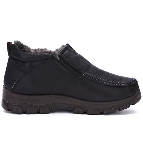Image of COSIDRAM Men Shoes Winter Snow Boots Cotton-Padded Slip on Casual Warm Walking Sneakers Waterproof House Shoes