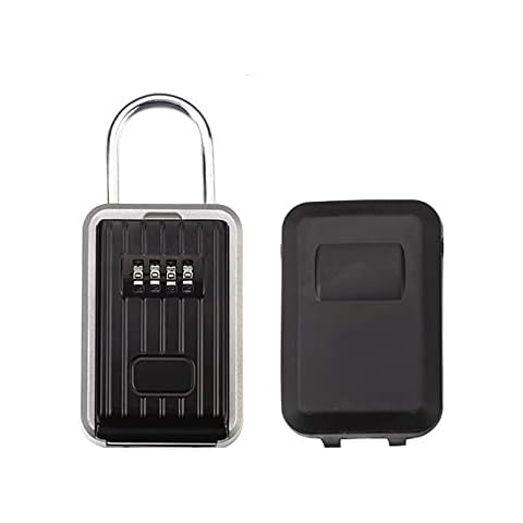 Spotact Wall Mount Key Lock Box Combination Key Padlock Aluminium Alloy Safe Storage Box Portable Password Lock with Sliding Cover for Home Garage Office School Cover