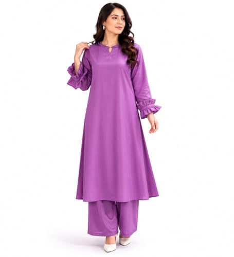 Image of idaLia Rayon Solid A-Line Women Stylish Boat Neck Designer Kurta Set with Pant