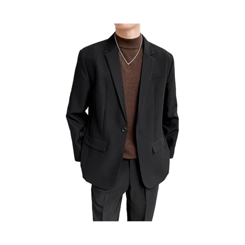Mens Handsome Casual Blazers Leisure Loose Suit Jackets Suit Pure Color Blazer