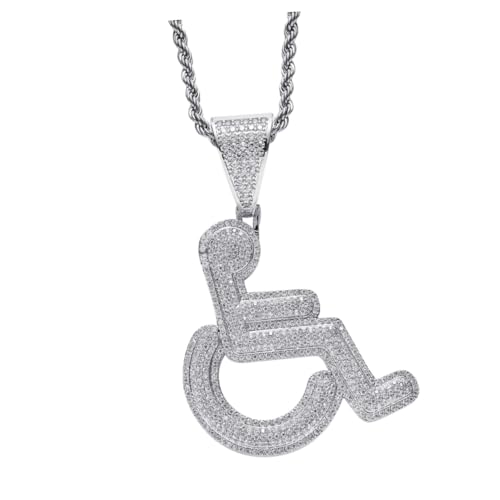 Collier fauteuil roulant hip-hop argenté : le bijou robuste qui ne ternit jamais