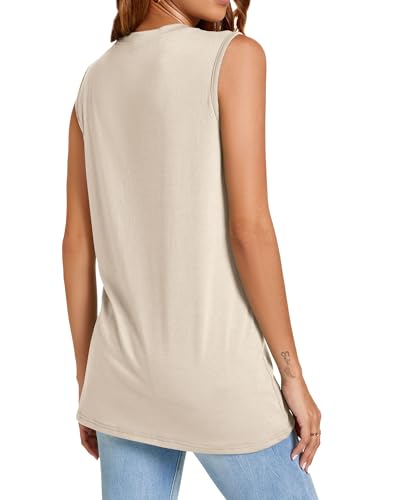 Image of Womens Tank Tops Summer Casual Sleeveless Top Loose Fit Basic Tunic Shirts