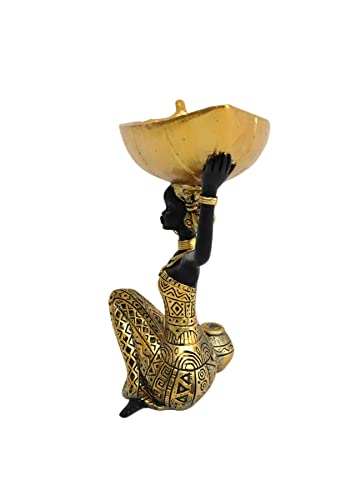 Lescafita African Statues And Sculptures For Home Decor, Tribal Art Figurines For Living Room Decorations, Gold Vintage Aesthetic Ornament For Bookshelf And Tables, Housewarming Gifts For Women #TOP2
